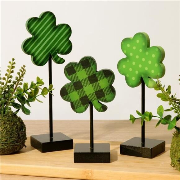 Other - St Patricks Day Decorations 3pcs Lucky Shamrock Wooden Sign on Stand Irish